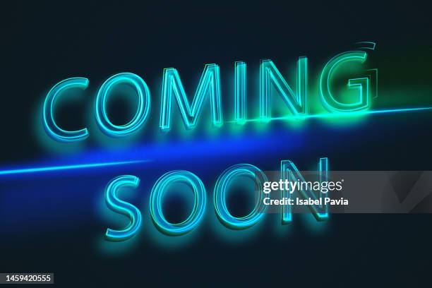 coming soon neon lights - proximamente fotografías e imágenes de stock