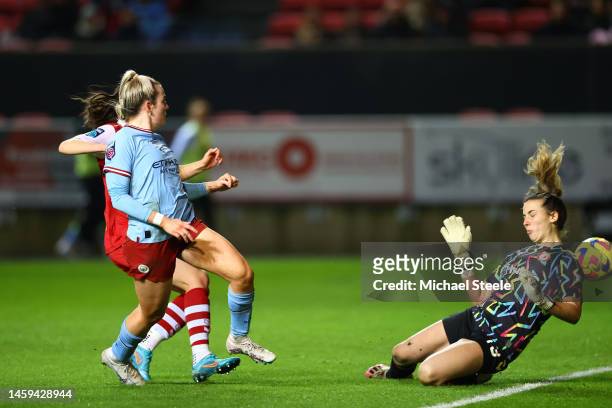 Lauren Hemp of Manchester City scores their sides sixth goal during the FA Women's Continental Tyres League Cup match between Bristol City and...
