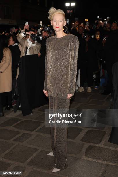 Tilda Swinton attends the Jean Paul Gaultier Haute Couture Spring Summer 2023 show as part of Paris Fashion Week on January 25, 2023 in Paris, France.