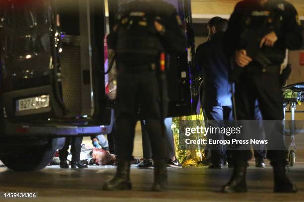 Health and police officers recognize the body of the sacristan killed in an attack on different churches, on January 25, 2023 in Algeciras, Cadiz ....