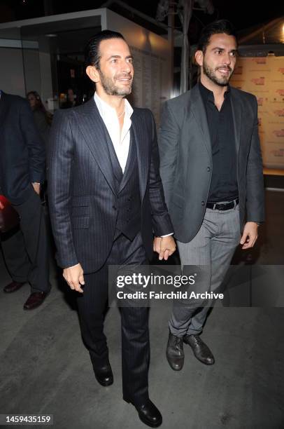 Designer Marc Jacobs and boyfriend Lorenzo Martone attend Elizabeth Peyton's 'Live Forever: Elizabeth Peyton' exhibition party at the New Museum in...