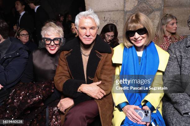 Catherine Martin, Baz Luhrmann and Anna Wintour attend the Valentino Haute Couture Spring Summer 2023 show as part of Paris Fashion Week on January...