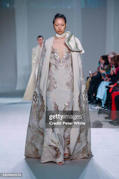 Model walks the runway during the Elie Saab Haute Couture Spring Summer 2023 show as part of Paris Fashion Week on January 25, 2023 in Paris, France.