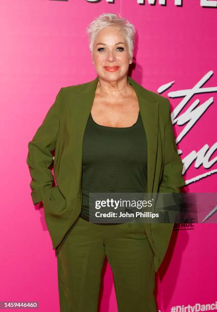 Denise Welch arrives at the "Dirty Dancing" On Stage 2023 Gala Performance at Dominion Theatre on January 25, 2023 in London, England.