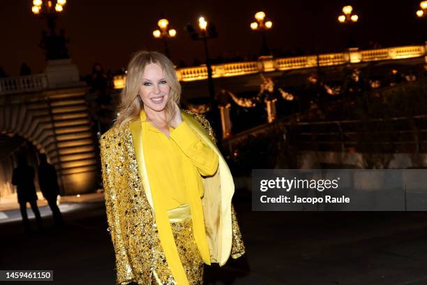 Kylie Minogue attends the Valentino Haute Couture Spring Summer 2023 show as part of Paris Fashion Week on January 25, 2023 in Paris, France.