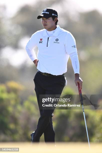 Kim of Korea waits to putt on the 13th hole of the North Course during the first round of the Farmers Insurance Open at Torrey Pines Golf Course on...