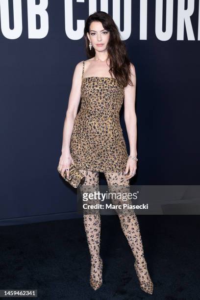 Anne Hathaway attends the Valentino Haute Couture Spring Summer 2023 show as part of Paris Fashion Week on January 25, 2023 in Paris, France.