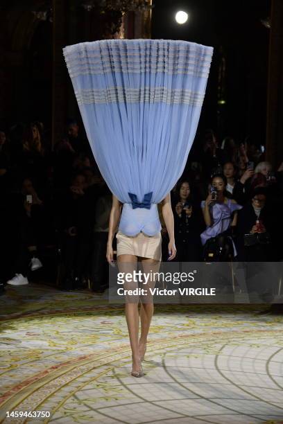 Model walks the runway during the Viktor & Rolf Haute Couture Spring/Summer 2023 fashion show as part of the Paris Haute Couture Week on January 25,...