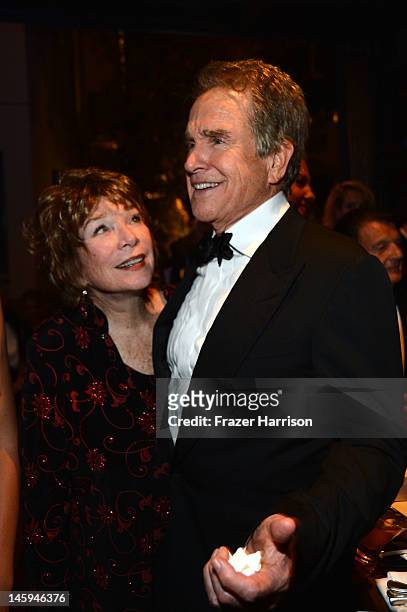 Actors Shirley MacLaine and Warren Beatty attend the after party for the 40th AFI Life Achievement Award honoring Shirley MacLaine held at Sony...
