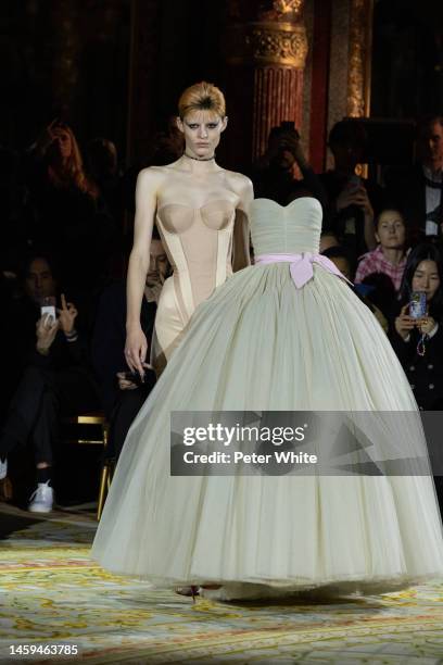 Model walks the runway during the Viktor & Rolf Haute Couture Spring Summer 2023 show as part of Paris Fashion Week on January 25, 2023 in Paris,...