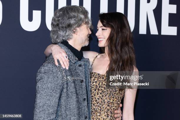 Adam Shulman and Anne Hathaway attend the Valentino Haute Couture Spring Summer 2023 show as part of Paris Fashion Week on January 25, 2023 in Paris,...