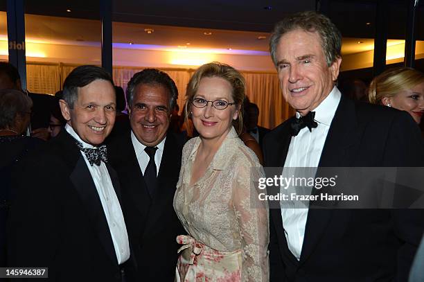 Congressman Dennis Kucinich, Co-Chairman and CEO, Fox Filmed Entertainment,Jim Gianopulos and actors Meryl Streep and Warren Beatty attend the after...