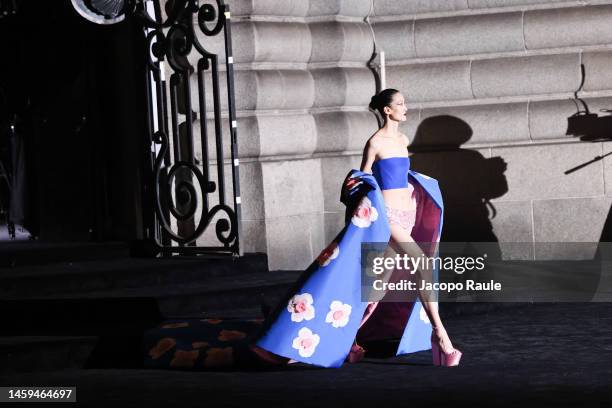 Model walks the runway during the Valentino Haute Couture Spring Summer 2023 show as part of Paris Fashion Week on January 25, 2023 in Paris, France.