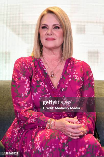 Erika Buenfil attends during the press conference to present the soap opera 'Perdona Nuestros Pecados' at Hotel de MÈxico BelAir Collection on...