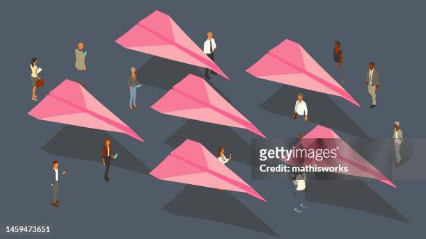pink slip paper airplanes - mathisworks vehicles stock illustrations