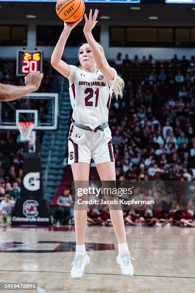Chloe Kitts of the South Carolina Gamecocks shoots the ball against
