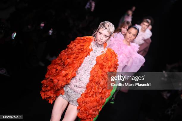 Model walk the runway during the Valentino Haute Couture Spring Summer 2023 show as part of Paris Fashion Week on January 25, 2023 in Paris, France.