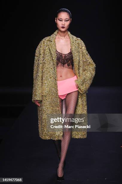 Model walks the runway during the Valentino Haute Couture Spring Summer 2023 show as part of Paris Fashion Week on January 25, 2023 in Paris, France.