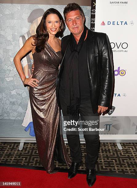 Naomi Robson and Wayne Cooper arrive at the crowning ceremony to announce the 2012 Miss Universe Australia at the Sofitel Melbourne on Collins on...