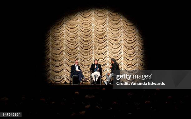 Focus Features CEO James Schamus, director Ang Lee and Film Independent at LACMA curator Elvis Mitchell participate in a Q&A following the Film...