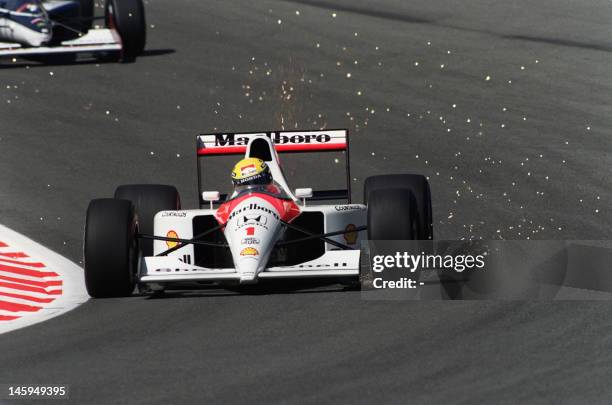 Brazilian McLaren driver Ayrton Senna who realizes the best time during the first qualifying practice, 23 August 1991, two days before to start the...