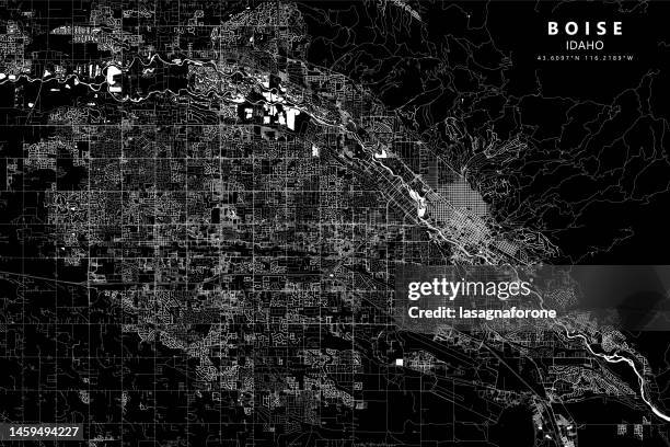 ilustraciones, imágenes clip art, dibujos animados e iconos de stock de boise, idaho, usa mapa vectorial - idaho