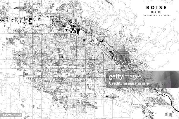 ilustraciones, imágenes clip art, dibujos animados e iconos de stock de boise, idaho, usa mapa vectorial - idaho