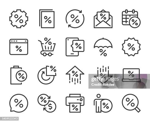 percent - line icons - lower interest rate stock illustrations