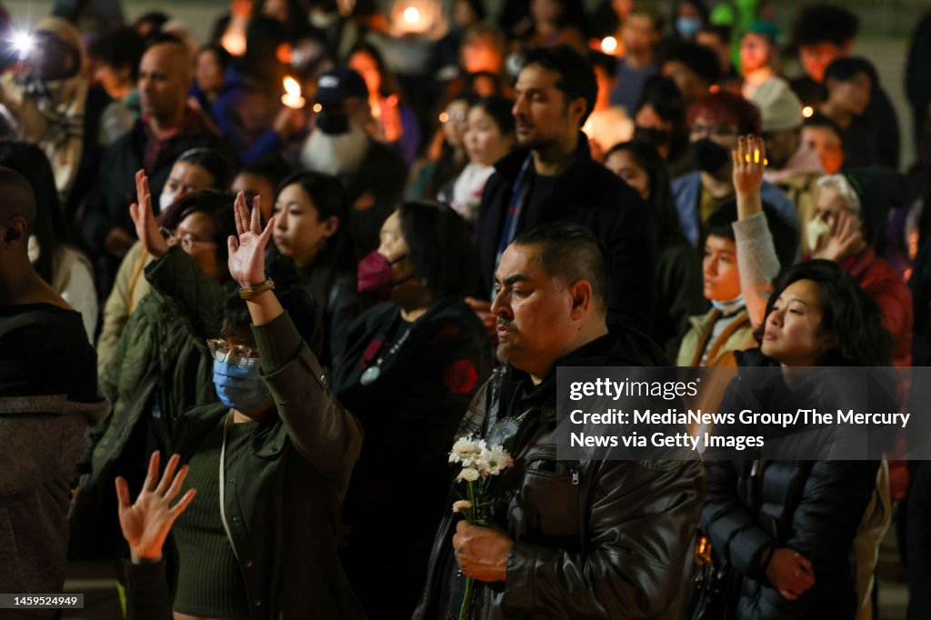 Candlelight vigil for mass shooting victims of Monterey Park, Half Moon Bay and Oakland
