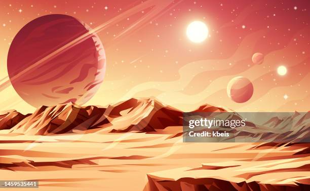 illustrations, cliparts, dessins animés et icônes de desert planète - espace texte
