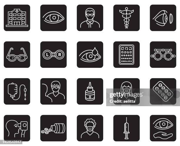 ophthalmology. line icon set. medical icons. - glaucoma 幅插畫檔、美工圖案、卡通及圖標