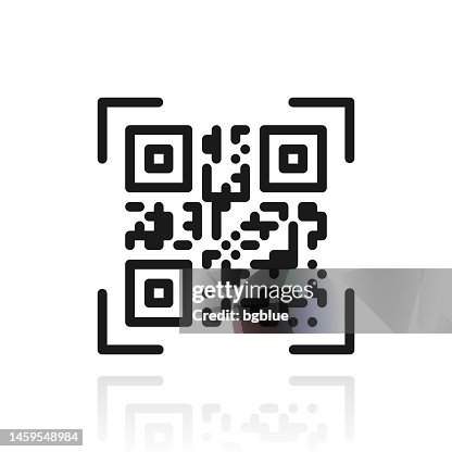 QR code scan. Icon with reflection on white background QR code scan. Icon with reflection on white background