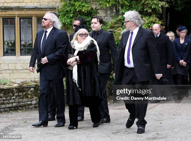 Barry Gibb , Robin's son Robin-John Gibb and Robin's widow Dwina Murphy Gibb and other members of the Gibb family arrive for Robin Gibb's funeral at...