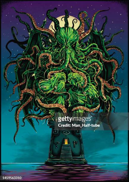 cthulhu kraken - sea monster stock illustrations