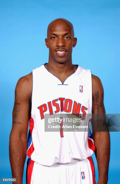 Chauncey Billups of the Detroit Pistons poses for a portrait during Media Day on September 30, 2002 at the Palace of Auburn Hills in Auburn Hills,...