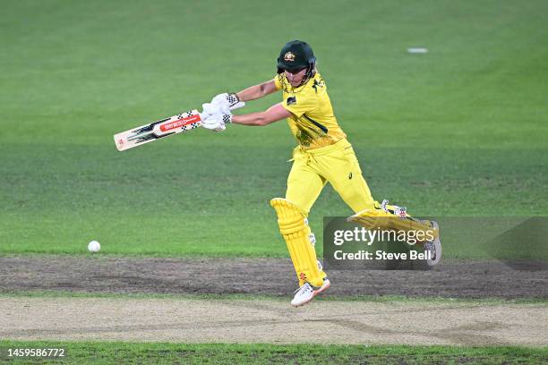 Beth Mooney of Australia bats during game two of the T20 International series between Australia and Pakistan at Blundstone Arena on January 26, 2023...