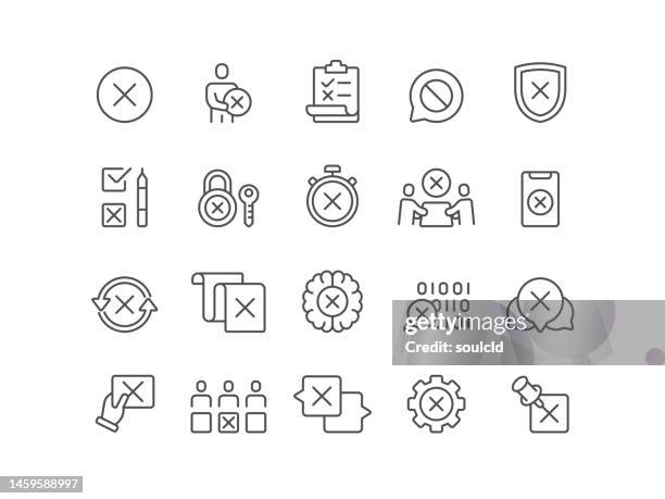 rejection icons - cancel icon stock illustrations
