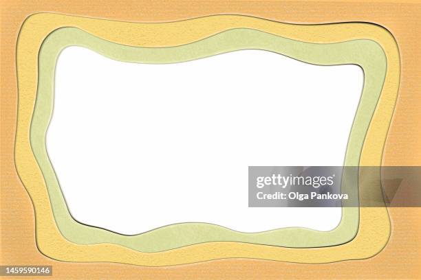 paper cut textured frame background, color of nature - papercutting stock-fotos und bilder