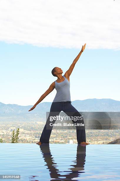 yoga 3 - woman and tai chi stock pictures, royalty-free photos & images