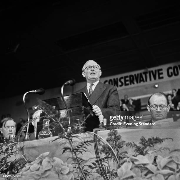 Selwyn Lloyd , the Chancellor of the Exchequer, speaking at the Conservative party annual conference in Brighton on October 11th, 1961.