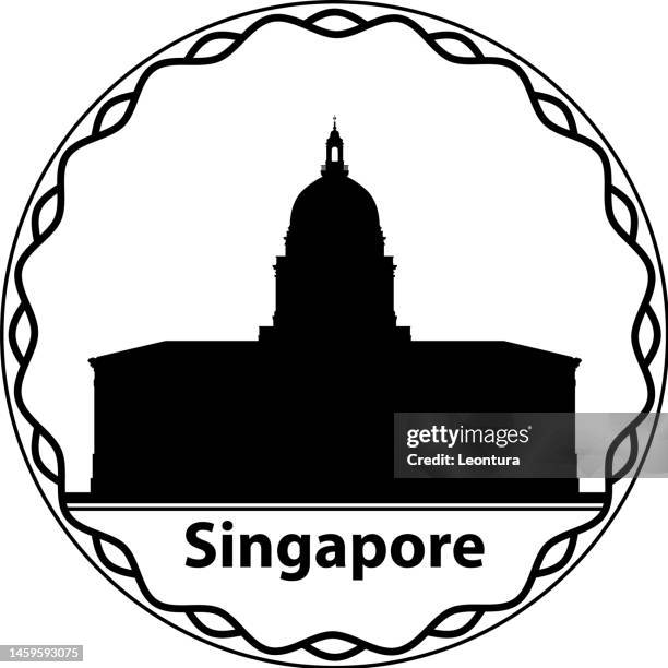 singapore stamp - singapore city icons stock illustrations