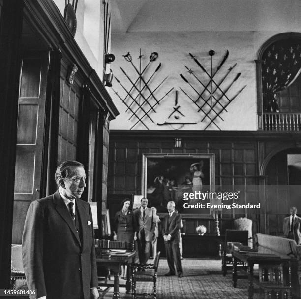 Billionaire industrialist J Paul Getty at his Tudor manor house Sutton Place near Guildford in Surrey, which he has just purchased from the Duke of...