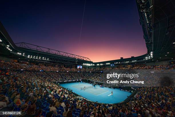 General view of Rod Laver Arena at the Semifinals singles match between Elena Rybakina of Kazakhstan and Victoria Azarenka of Belarus during day 11...