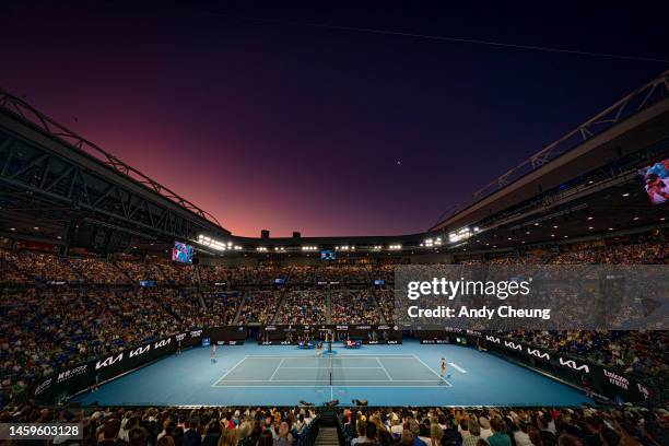 General view of Rod Laver Arena at the Semifinals singles match between Elena Rybakina of Kazakhstan and Victoria Azarenka of Belarus during day 11...