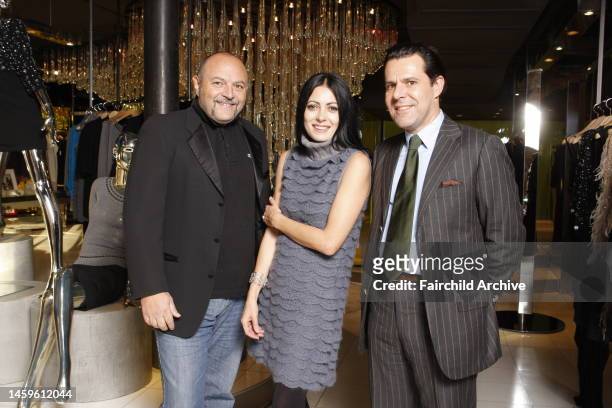 Catherine Malandrino ceo Bernard Aidan, fashion designer Catherine Malandrino and Catherine Malandrino coo Laurent Levasseur in New York City. .