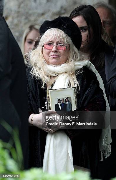 Robin's widow Dwina Murphy Gibb attends the funeral of Robin Gibb held at St. Mary's Church, Thame on June 8, 2012 in Oxford, England.
