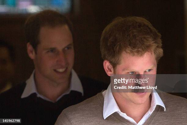 Prince William, Duke of Cambridge and Prince Harry leave the King Edward VII hospital after visiting their grandfather Prince Philip, Duke of...