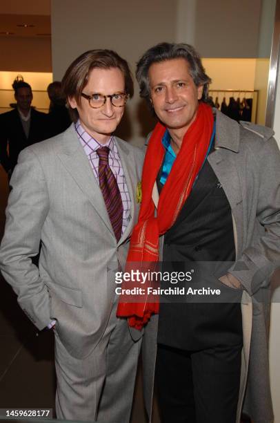 Hamish Bowles and designer Carlos Souza attend a cocktail party in honor of Hamish Bowles celebrating his new book 'Vogue Living, Houses, Gardens,...