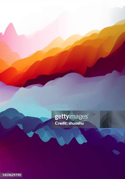 abstract watercolors surrealism mountain scene landscape background - calm chaos stock illustrations