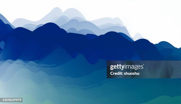 abstract watercolors surrealism mountain scene landscape background - calm chaos stock illustrations